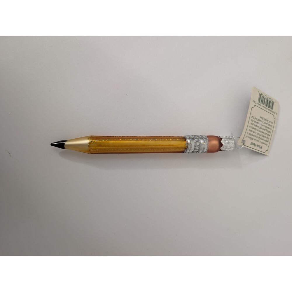Old World Christmas Yellow Pencil Glass Ornament Teacher Gift Retro School Decor